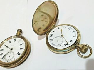 3 Vintage pocket watches,  Elgin,  Waltham,  The Panama,  all gold plated for spares 4