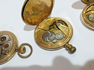 3 Vintage pocket watches,  Elgin,  Waltham,  The Panama,  all gold plated for spares 7