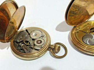 3 Vintage pocket watches,  Elgin,  Waltham,  The Panama,  all gold plated for spares 8