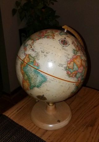 Fine Vintage Replogle 9 " Relief World Classic Series Globe Hardwood Usa