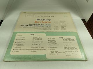 Vintage 1964 Walt Disney MARY POPPINS Cast Sound Track 12” Vinyl Record 2