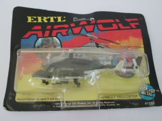 Vintage 1984 Ertl Airwolf Helicopter Diecast Metal On Card