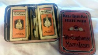 Vintage Westinghouse Mazda Lamps Tin With Two Bulbs