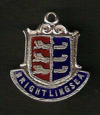 Brightlingsea - Vintage Stirling Silver Enamel Shield Bracelet Charm.  Scarce.