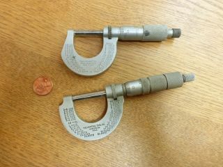 2 Vintage Starrett T230rl & Central Tool Co.  Auburn Ri Micrometers