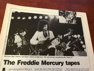 1980 Vintage 3 Page Article On Rock Band Queen The Freddie Mercury Tapes