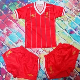 F14 1982 - 85 Liverpool Home Shirt Shorts Full Kit Vintage Football Jersey