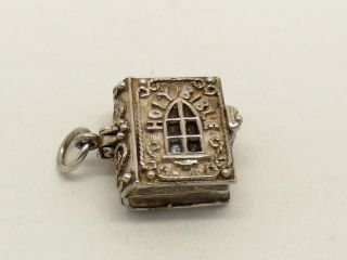 Vintage Sterling Silver Holy Bible Charm - Opens - Nuvo.