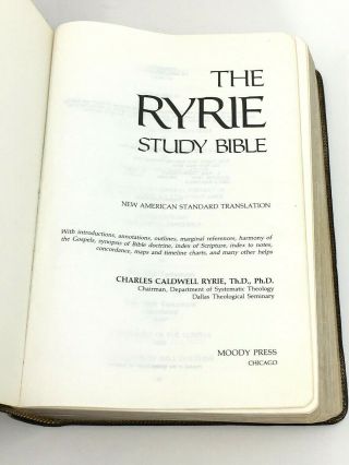Vtg 1978 Ryrie Study Bible American Standard Brown Leather Moody Press Color 3