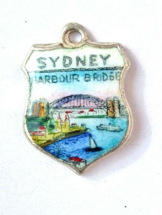 Sydney Harbour Bridge Australia Vintage Sterling Silver And Enamel Travel Charm