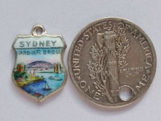 Sydney Harbour Bridge Australia vintage sterling silver and enamel travel charm 3