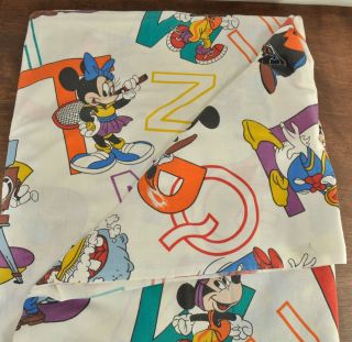 Vintage Walt Disney Twin Flat Bed Sheet Mickey Mouse/goofy/donald/daisy/minnie