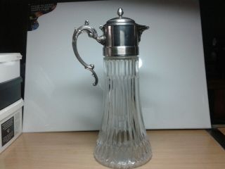 Vintage Decanter Cut Glass Silver Plated Top And Handle /with Ice - Tube To Chill