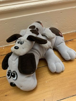 Pound Puppies Vintage 1985 Large 18 " &baby Dog Plush Gray Brown Ears Spots Tonka