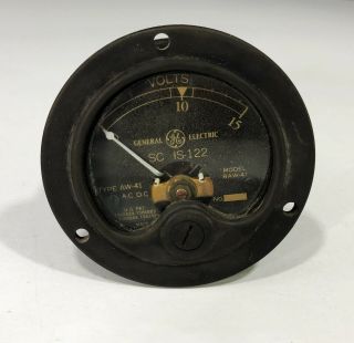 Vintage Ge Panel Mount 0 - 15 Volts Meter Industrial Gauge Steampunk Sc Is - 122