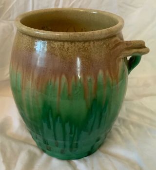 Vintage Australian Pottery - Remued 64 - 8h Vase With Twisted Handle - 20cm Tall