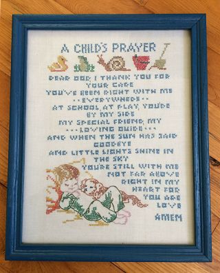 Cute Vintage Cross Stitch Sampler A Child 