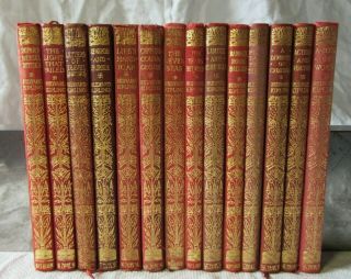 Set Of 14 Rudyard Kipling Uniform Leather Books In Vg Cond 1917 - 37 (3 X 1st Ed)