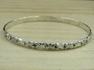 Vintage Beau Sterling Silver Floral Bangle Bracelet