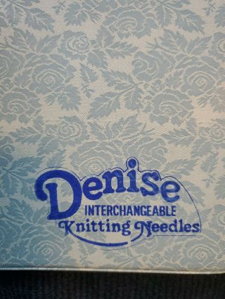 Vtg Denise Interchangeable Knitting Needles In Blue Case Collectors Complete