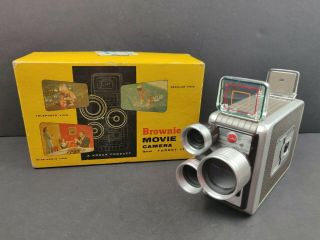 Vtg Kodak Brownie 8mm Movie Camera No 84 Turret F/1.  9 Lens 3 - Lens Camera