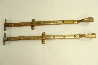 2 Vintage Casement Window Solid Brass Arm Stays Reclaimed Metal Hardware