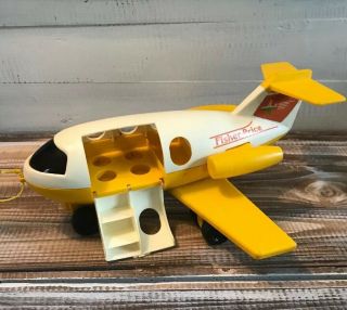 Fisher Price Little People Jet Plane Pull Toy Yellow 2502 Vintage 1980