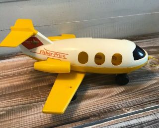Fisher Price Little People Jet Plane Pull Toy Yellow 2502 Vintage 1980 3
