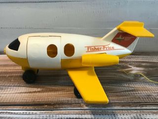 Fisher Price Little People Jet Plane Pull Toy Yellow 2502 Vintage 1980 5