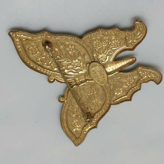 Vintage Brooch Miriam Haskell Gold Tone Butterfly 5