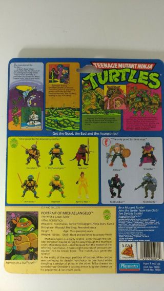 Vintage 1988 Teenage Mutant Ninja Turtles TMNT Playmates - Michaelangelo 2