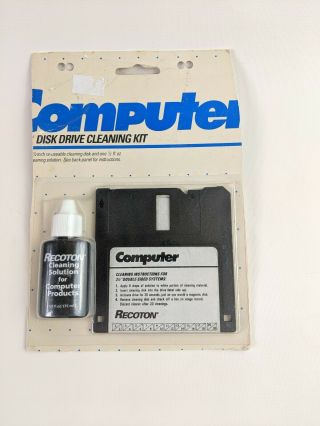 Vintage Nos Computer Floppy Disk Drive Cleaning Kit 3 1/2 " Recoton 20 Cleanings
