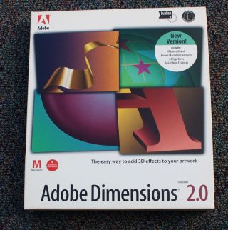 Vintage Adobe Dimensions Macintosh Version 2.  0 / Mac Os 7 / For 3d Art Effects