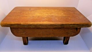 Small Wood Hand Made Foot Step Stool Plant Stand " Alan Mann 1963 " Vintage
