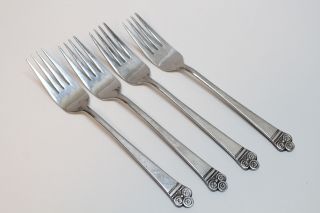 4 Vintage Costa Mesa Pattern National Stainless Steel Flatware Dinner Forks