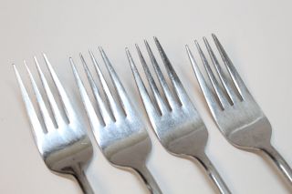 4 Vintage Costa Mesa Pattern National Stainless Steel Flatware Dinner Forks 2