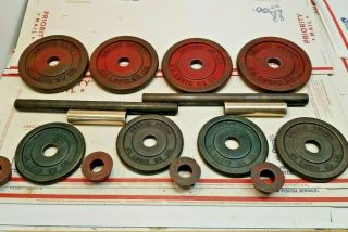 Vintage Durbin Durco Dumbbell Weight Plates 4 X 5 Lb,  4 X 2 1/2 Lb Total 40 Lbs