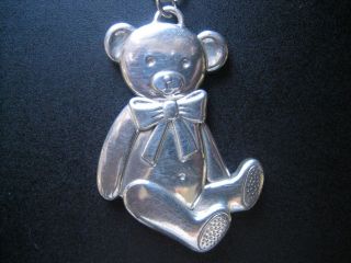 Vintage Large Sterling Silver.  925 Teddy Bear Pendant Necklace 14 Grams