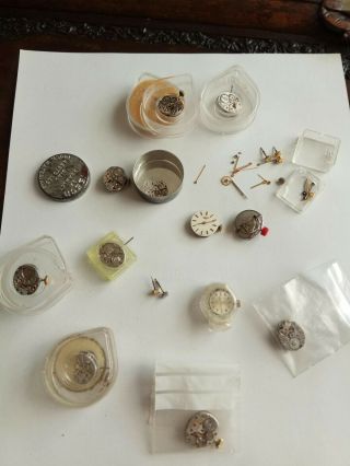12 Longines Watch Movements Parts Crowns Hands Vintage Pots Spares & Repairs