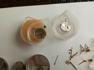 12 Longines Watch Movements parts Crowns hands vintage pots spares & repairs 2