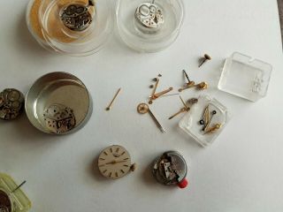 12 Longines Watch Movements parts Crowns hands vintage pots spares & repairs 3