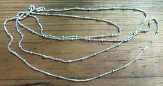 Vintage 925 Sterling Silver Beaded Box Link Chain Necklace 30 " Long
