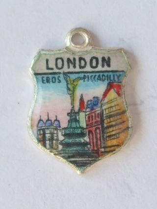 London Eros Piccadilly Vintage Silver Enamel Travel Charm