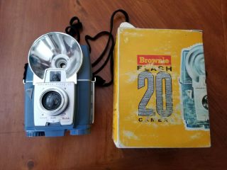 Vintage Kodak Brownie Flash 20 Camera - With Roll Of 620 Film - W/ Box -