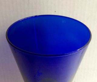Set of 2 Heavy Vintage Cobalt Blue Glass Goblet Fruit Water Cups 7” Tall 4