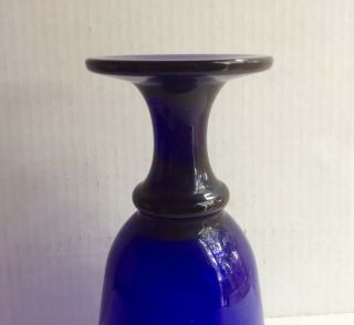Set of 2 Heavy Vintage Cobalt Blue Glass Goblet Fruit Water Cups 7” Tall 6
