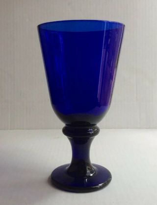 Set of 2 Heavy Vintage Cobalt Blue Glass Goblet Fruit Water Cups 7” Tall 7