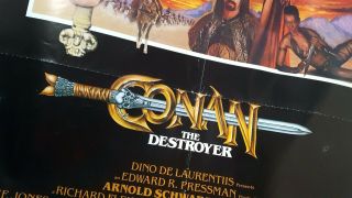 Vintage CONAN THE DESTROYER Movie Poster orig 27x41 1984 Arnold Schwarzenegger 3