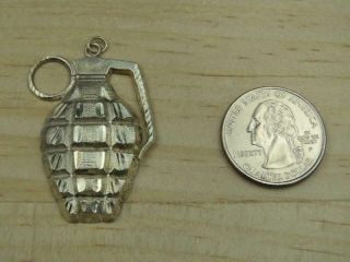Vintage Sterling Silver Hand Grenade Pendant 3