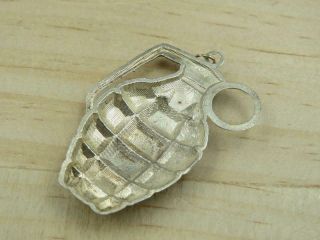 Vintage Sterling Silver Hand Grenade Pendant 4
